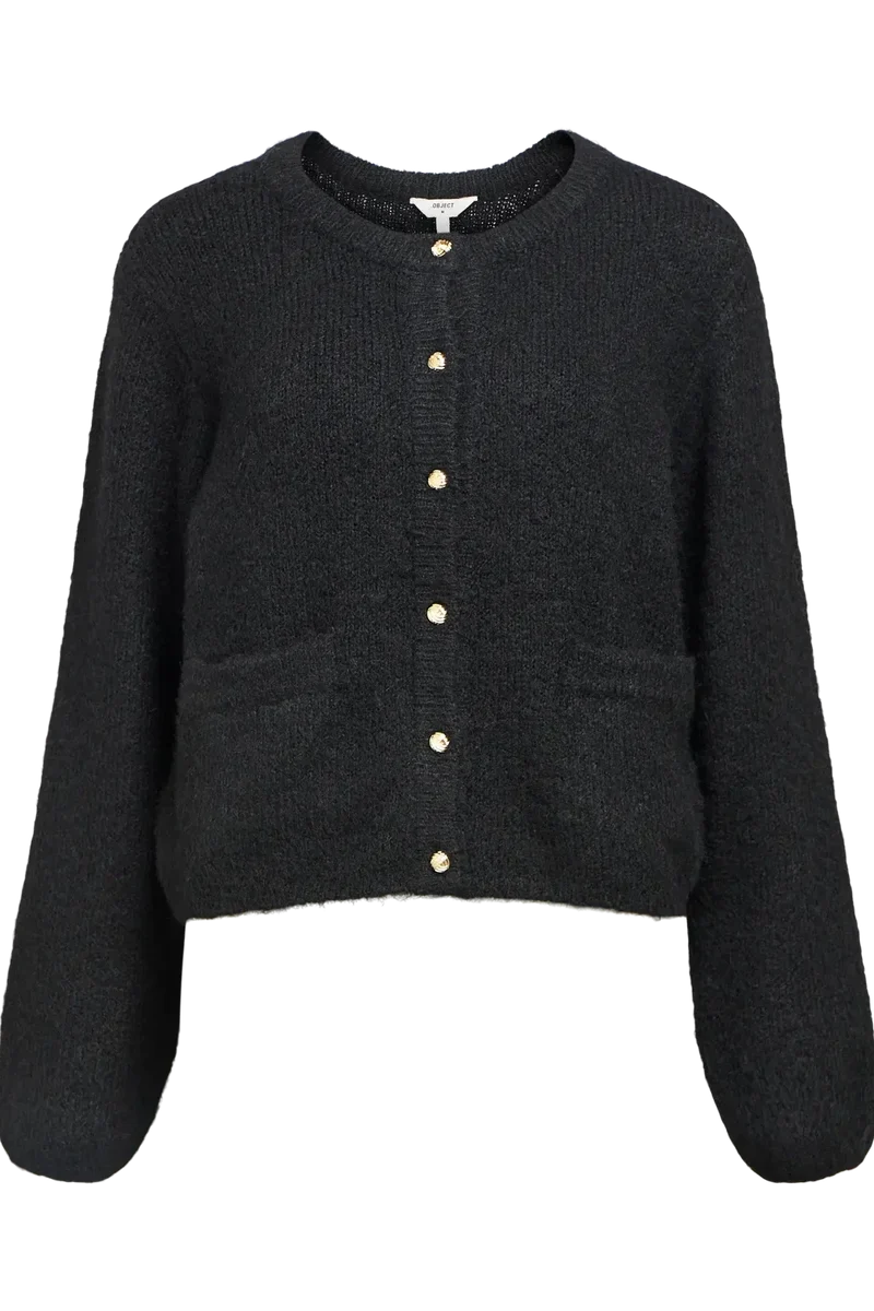 Object - Objsaggia Re L/S Knit Cardigan - 4789485 Black