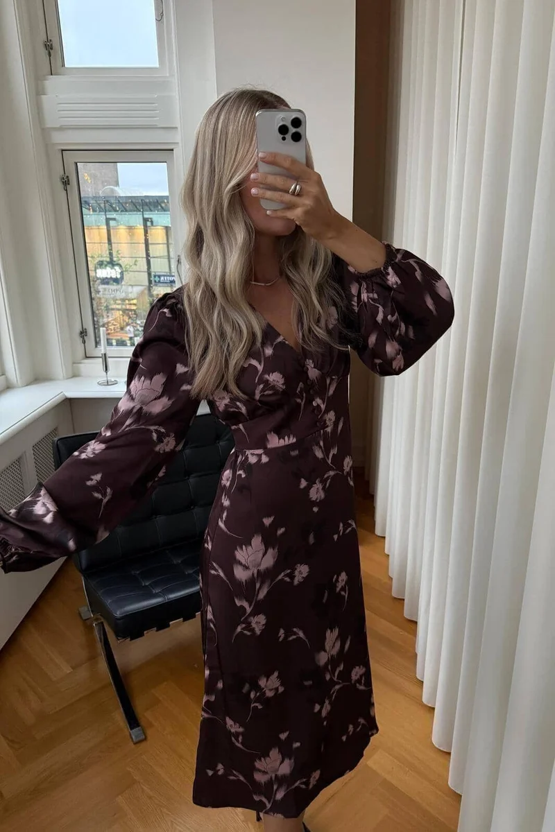 Noella - N-Lilith Dress 15910001 - 1473 - Dena Burgundy Print