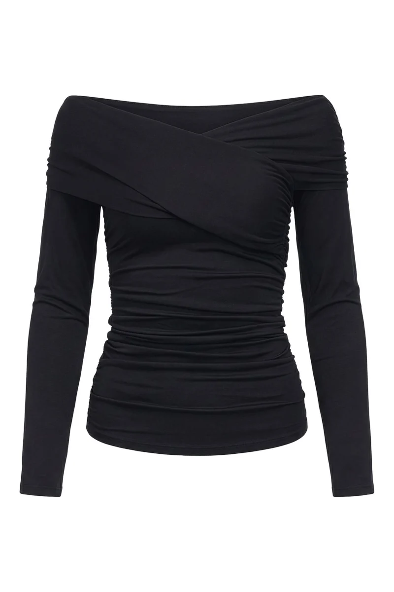 Object - Objlevih L/S Cross Over Top - 5251903 Black