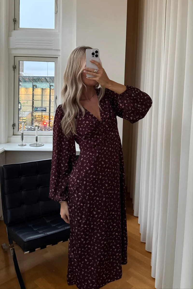 Noella - N-Lilith Dress 15900002 - 1472 - Dwyn Burgundy Print
