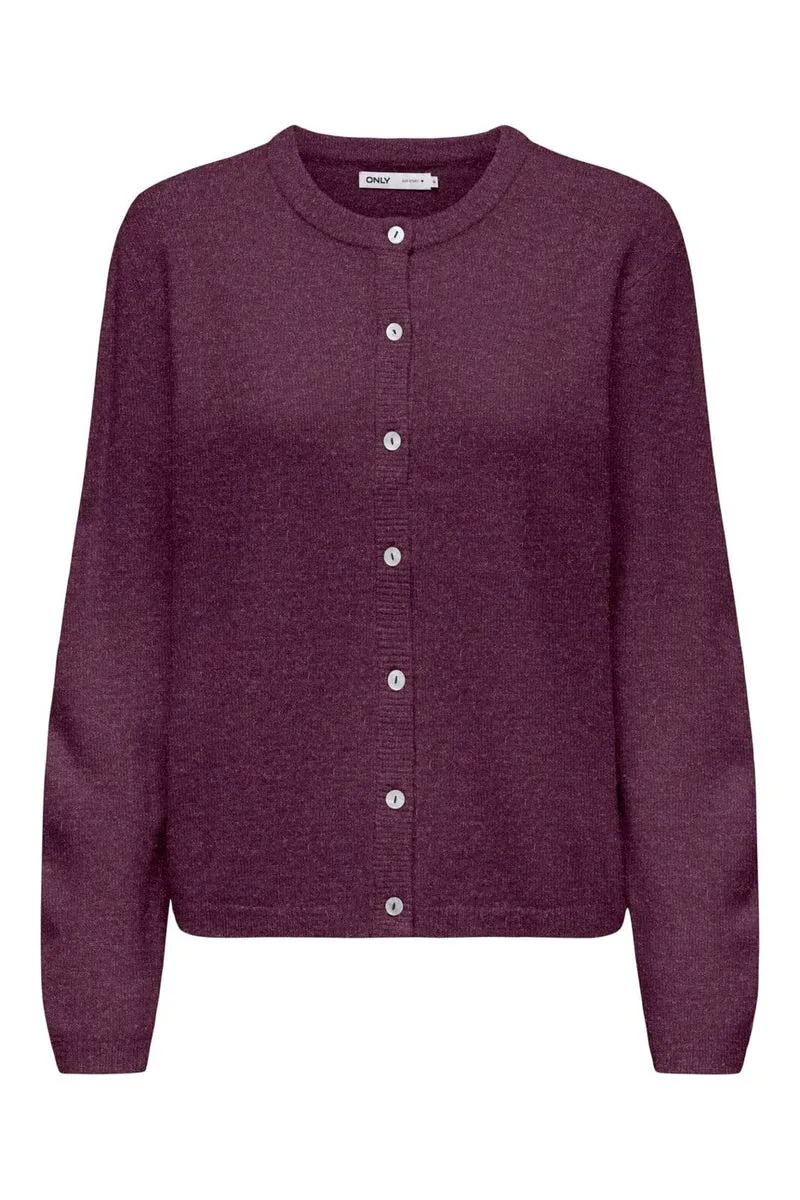 Only - Onlsimoni L/S O-Neck Cardigan Knt - 5101174 Mauve Wine Melange