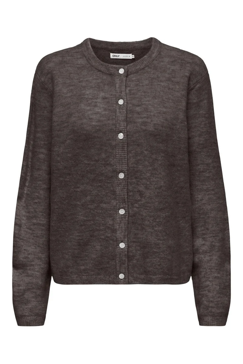 Only - Onlsimoni L/S O-Neck Cardigan Knt - 4961581 Coffee Bean Melange