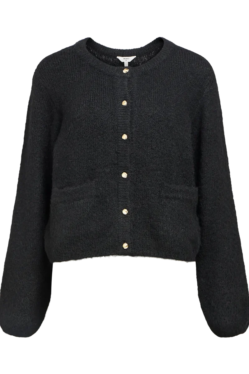 Object - Objsaggia Re L/S Knit Cardigan - 4789485 Black