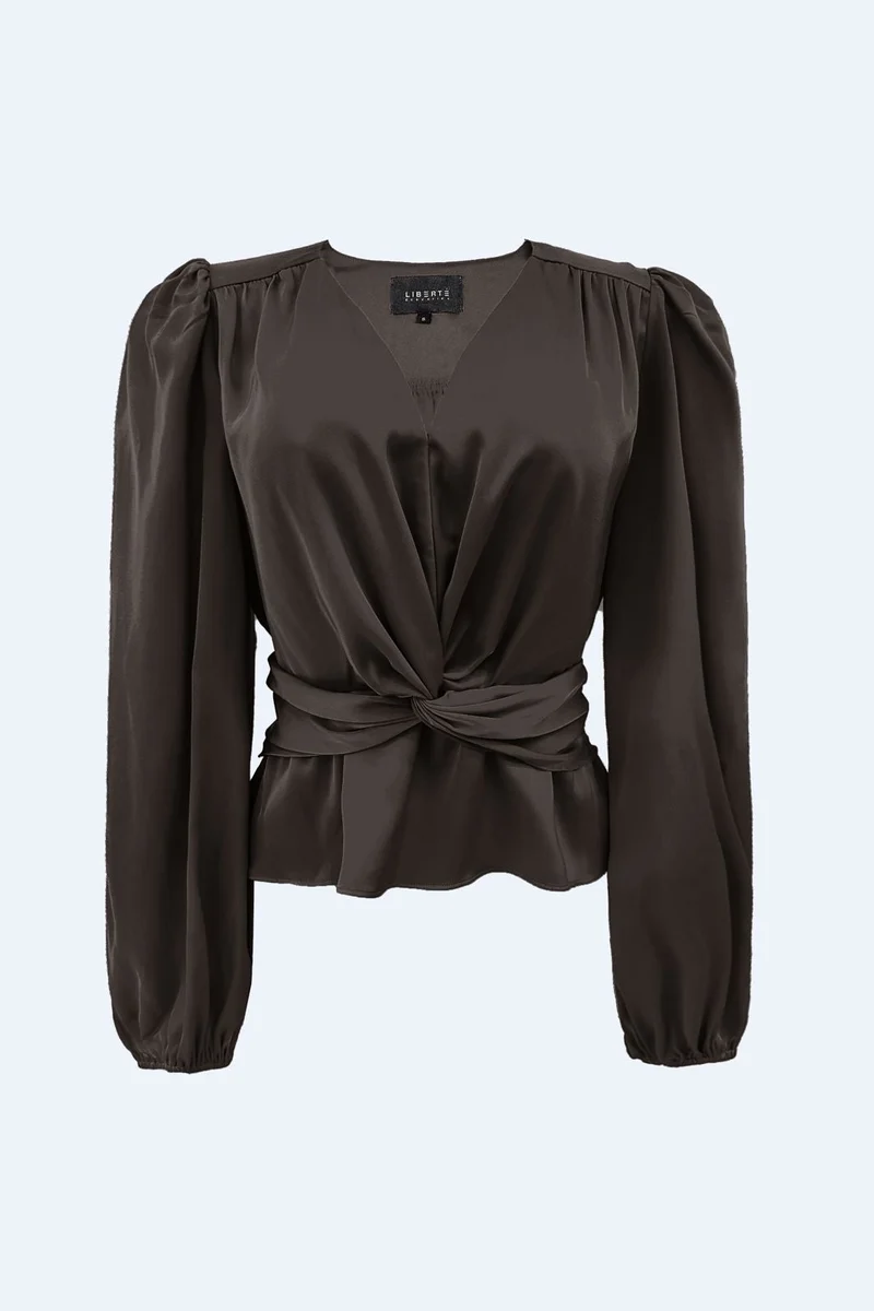 Liberte - Tiki Ls Twist Blouse 22120 - Dark Brown