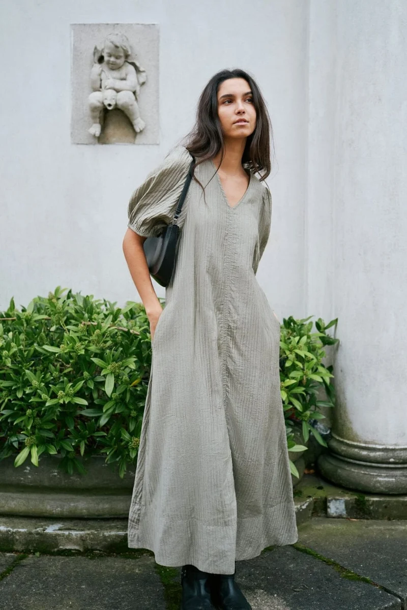 Neo Noir - Bobbie Crepe Dress 164459 - Smoke Green