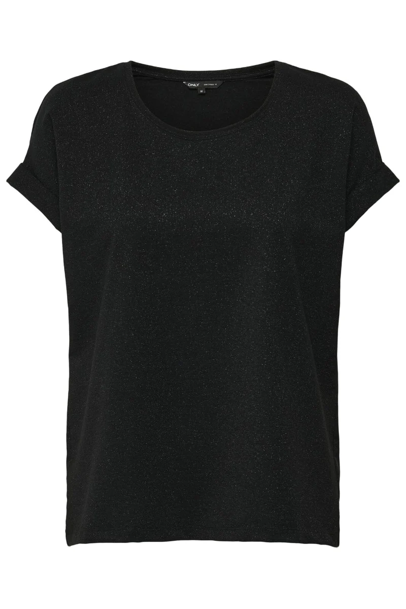 Only - Onlmoster Glitter S/S Top - 4847262 Black Black Lurex