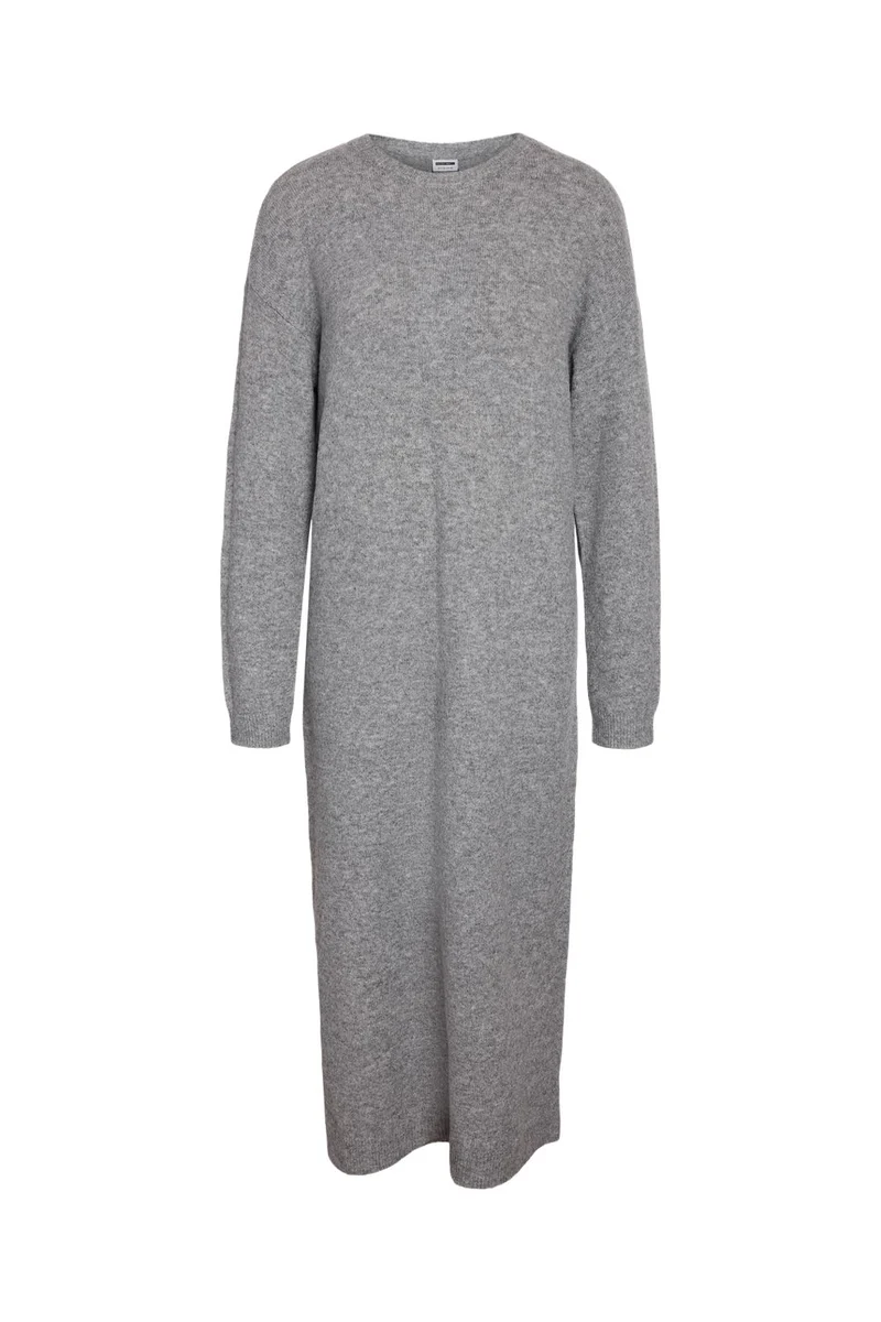 Noisy May - Nmlizette L/S Midi Knit Dress - 5027143 Medium Grey Melange