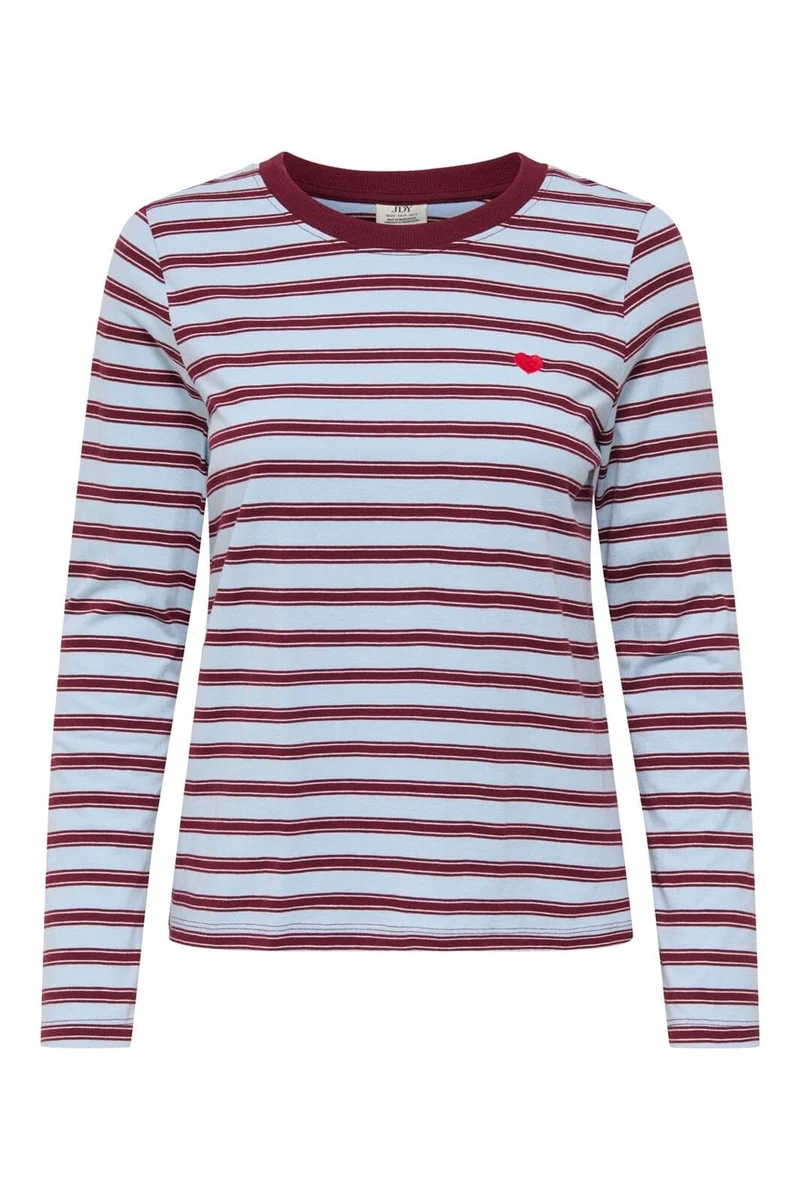Jdy - Jdypisa L/S Print Top - 5212489 Cashmere Blue Chelsea Stripe + Bs Heart