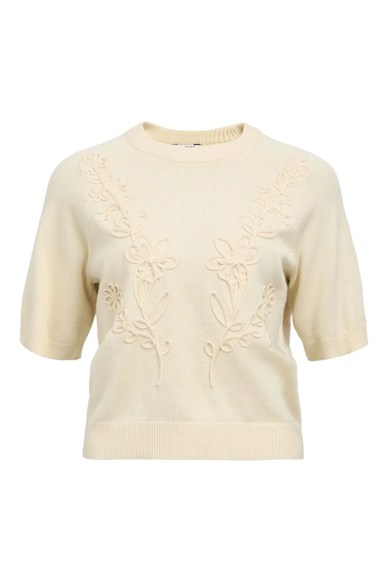 Object - Objlaney Rubin Ss Pullover - 4911777 Sandshell Floral Emb