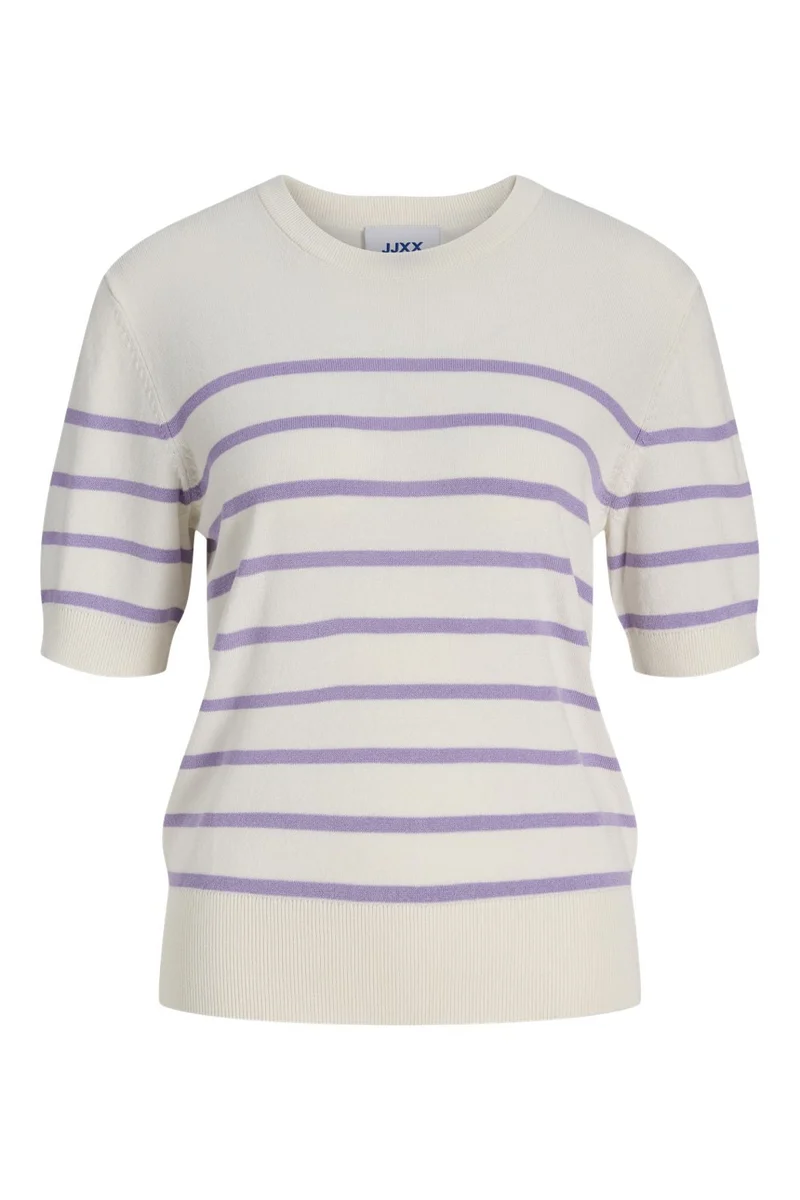 Jjxx - Jxlayla Comfy Ss Knit - 4916165 Vanilla Ice /Purple Rose