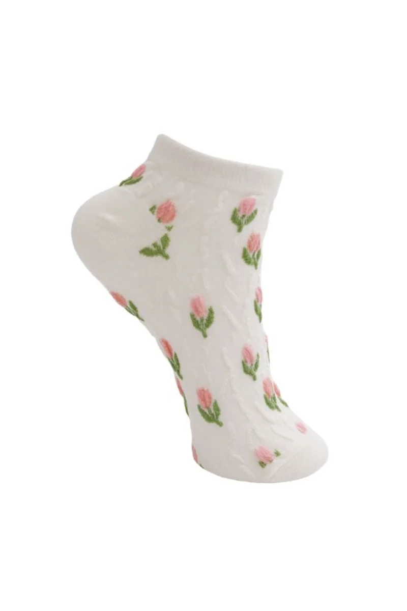 Black Colour - Bcphilomine Anclet Sock 8523 - Rose Flower