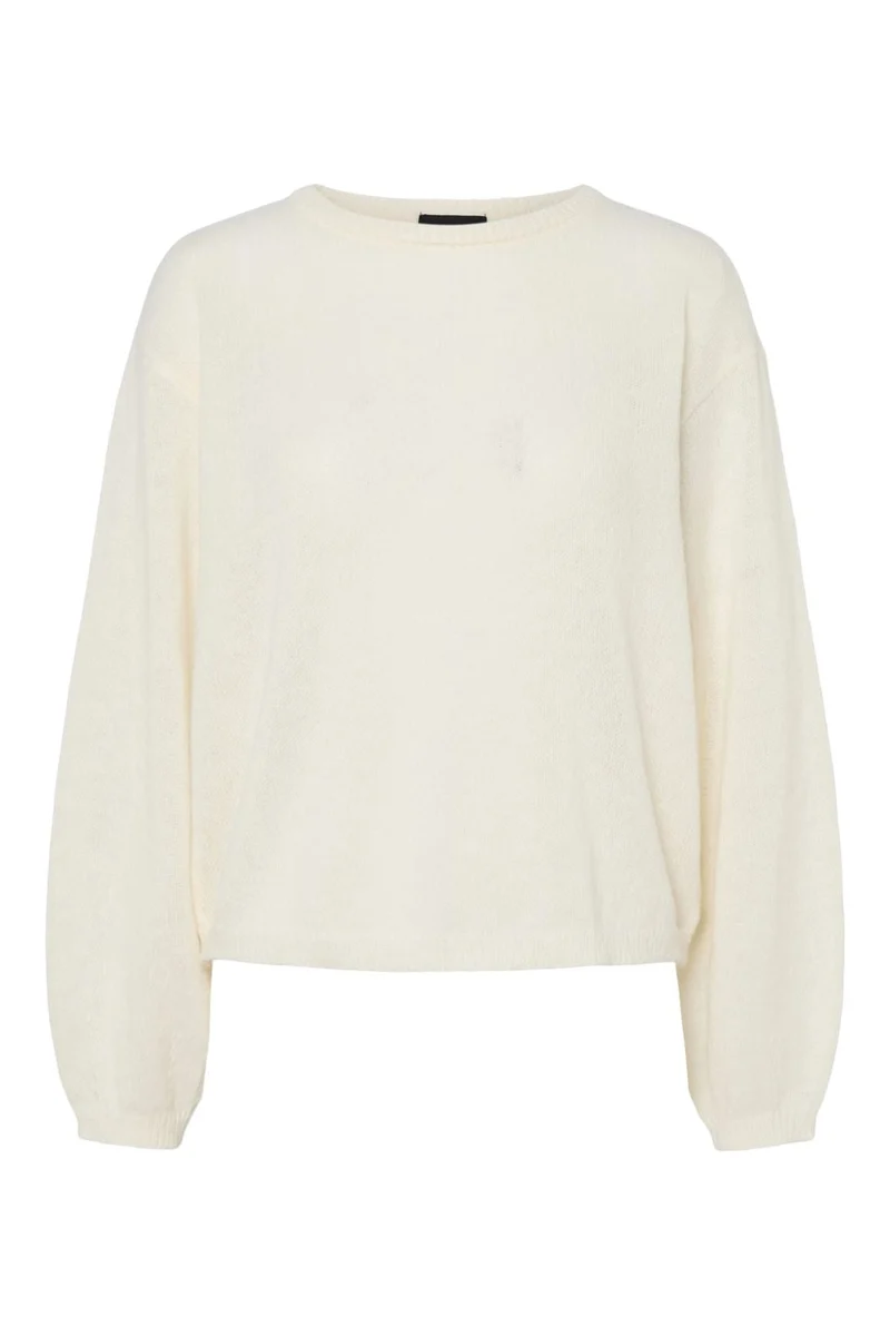 Pieces - Pcida Ls O-Neck Knit Pwp Mm - 4767713 Cloud Dancer