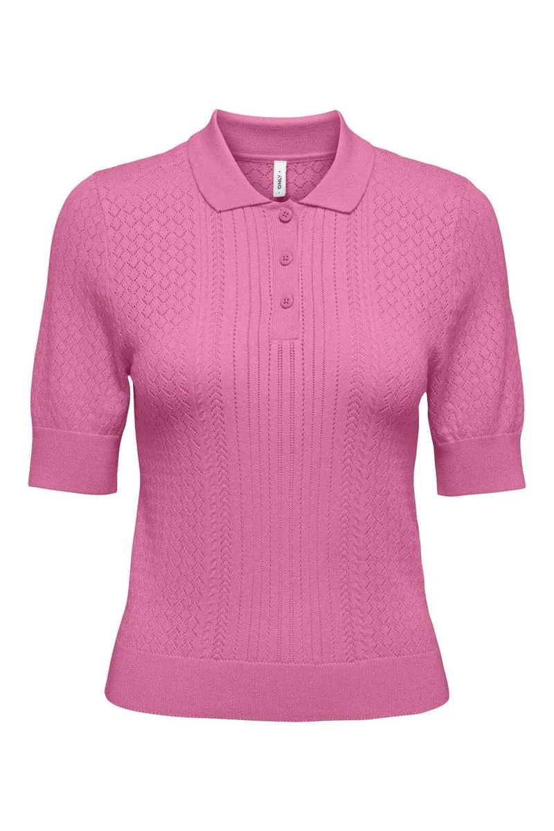 Only - Onlmeddi Life Ss Structure Polo Cc Knt - 4981788 Wild Orchid Dtm Button/Needledrop