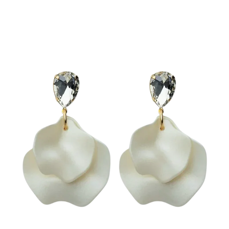 Leaf Earrings - CZ White