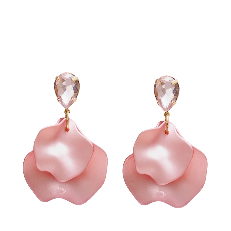 Leaf Earrings Pearl - Pink