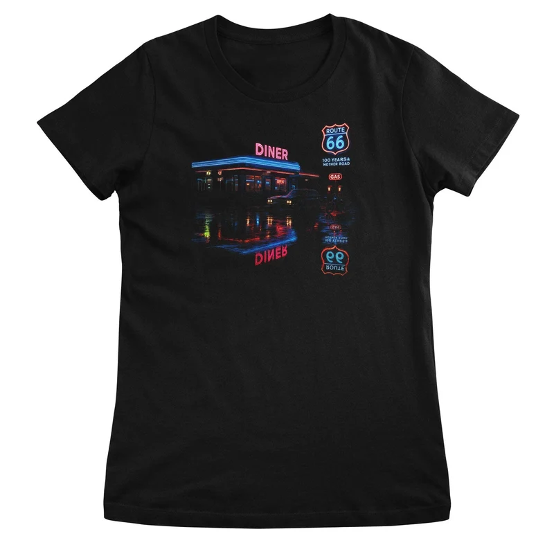 Route 66 Neon Diner Girly Tee