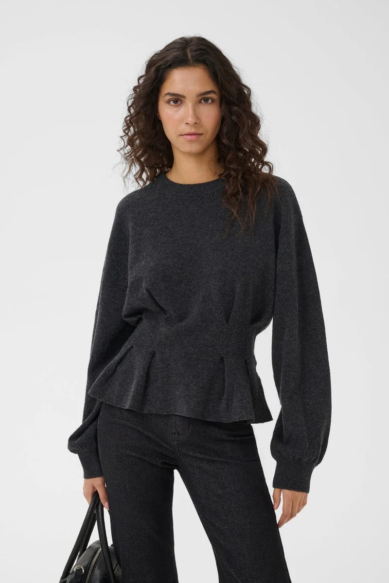Gestuz - Gzmanzi Waist Pullover 10911492 - 106530 - Deep Graphite Melange