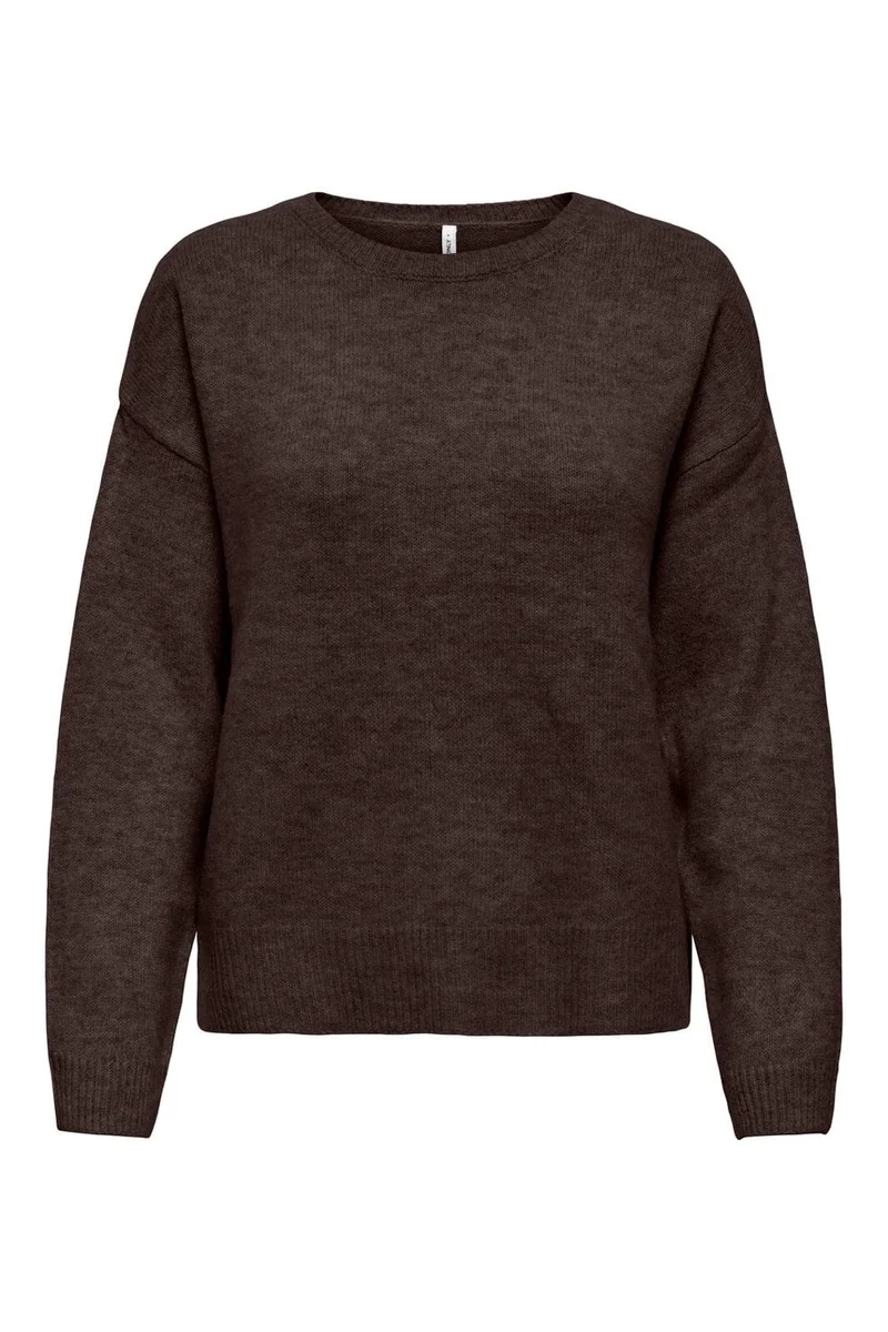 Only - Onlolivia Ls O-Neck Cc Knt - 5101134 Mole Melange