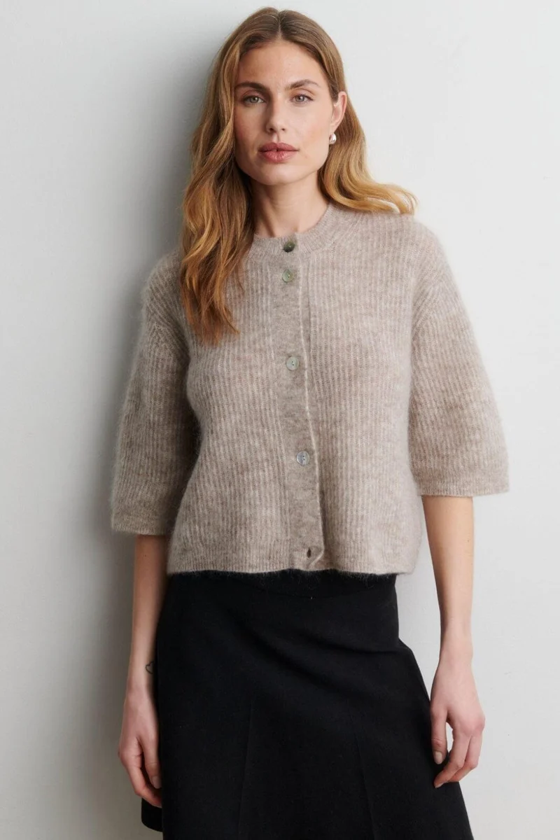 Second Female - Andrea Knit Rib Cardigan 58367 - 0511 Light Beige Melange