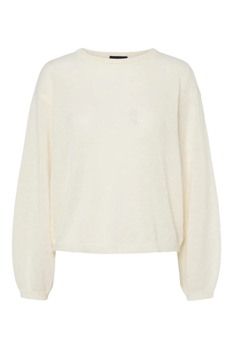 Pieces - Pcida Ls O-Neck Knit Pwp Mm - 4767713 Cloud Dancer