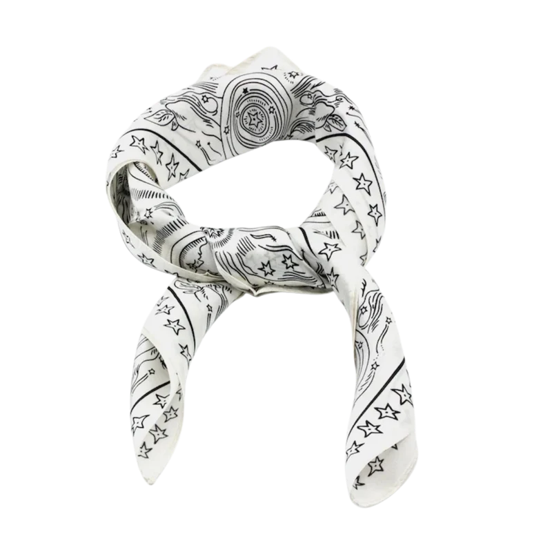 Budapest silk scarf w stars - White