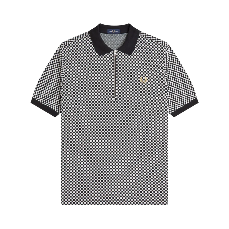 Chequerboard Polo Shirt - Black