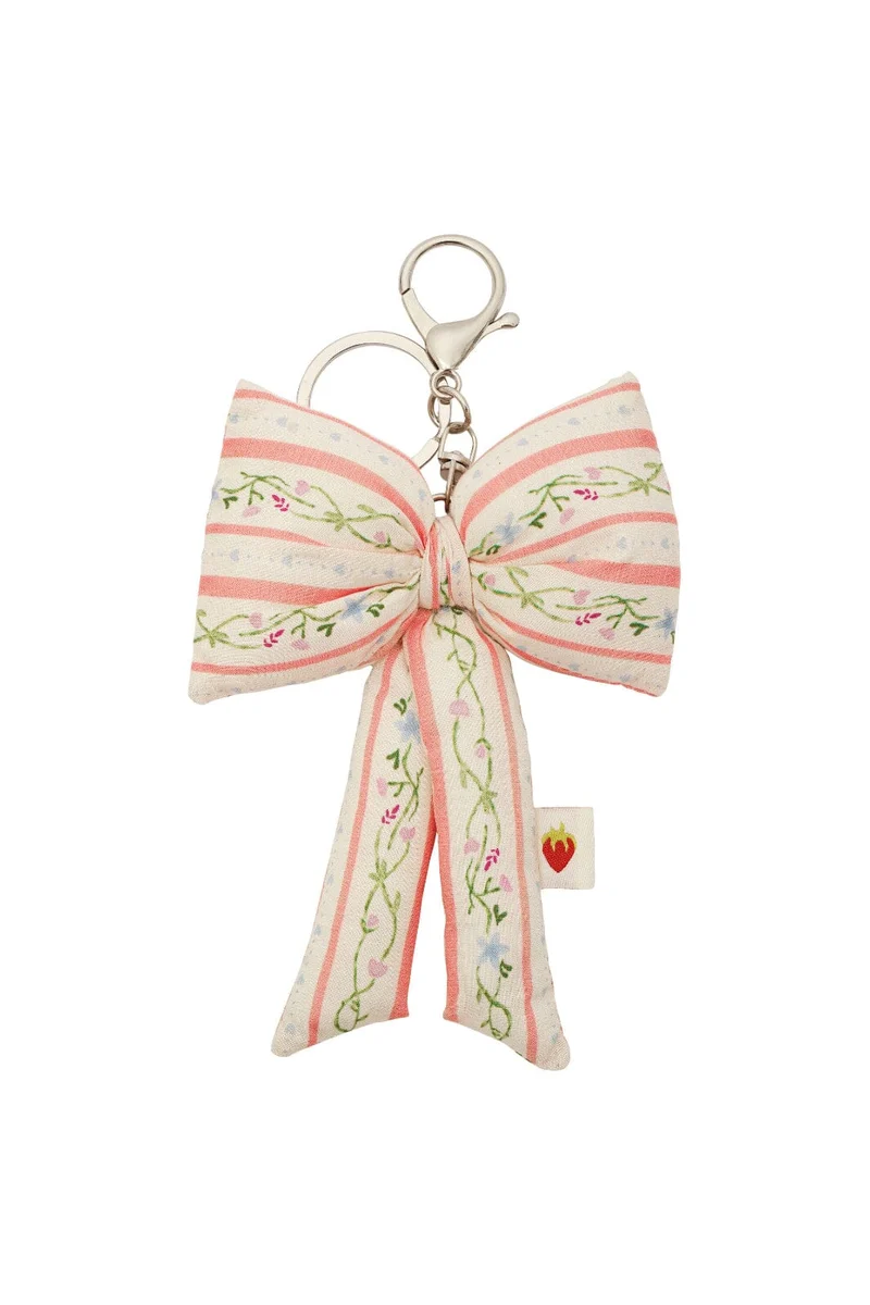 Maanesten - Fabric Bow Keychain Summer Stripes Peach - 4112