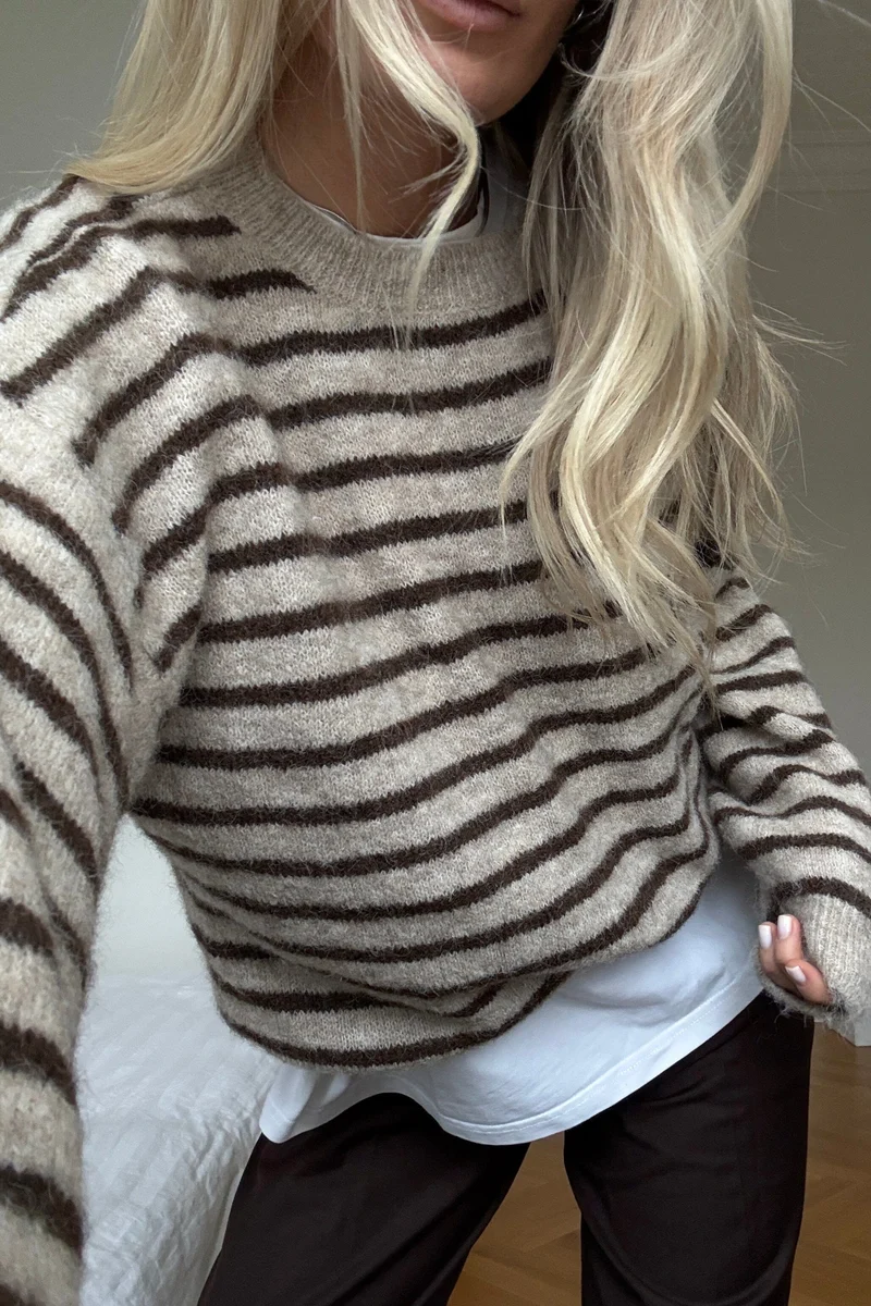 Noella - N-Mafalda Knit 16570001 - 1516 - Brown Sand Stripe