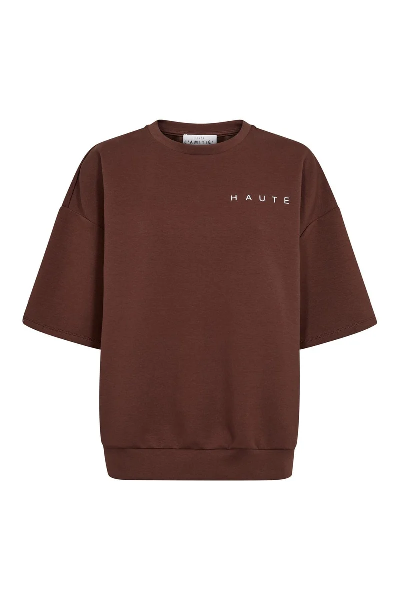 Haute L'Amitié - Maxi Split Ss Logo Sweat HL10461 - Mocca