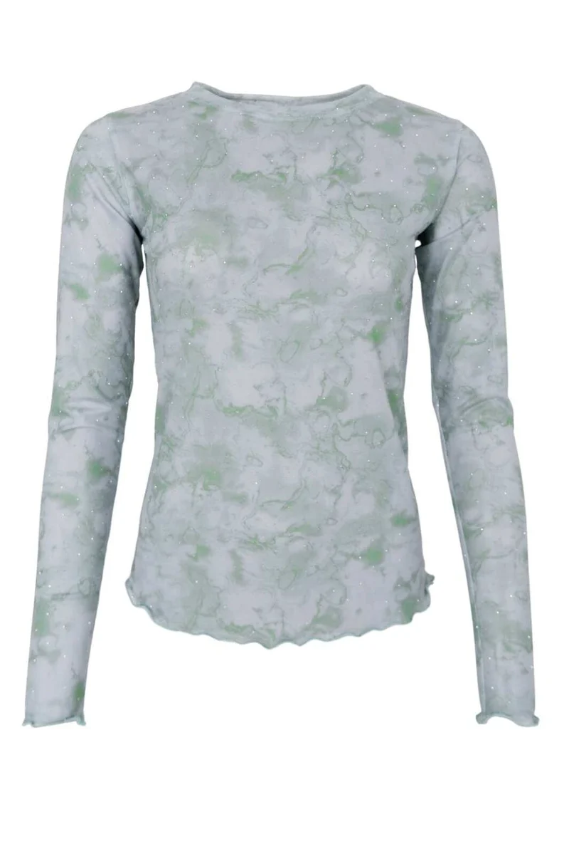 Black Colour - Bcannie Shimmer Mesh Blouse 41070 - Shirts - Green