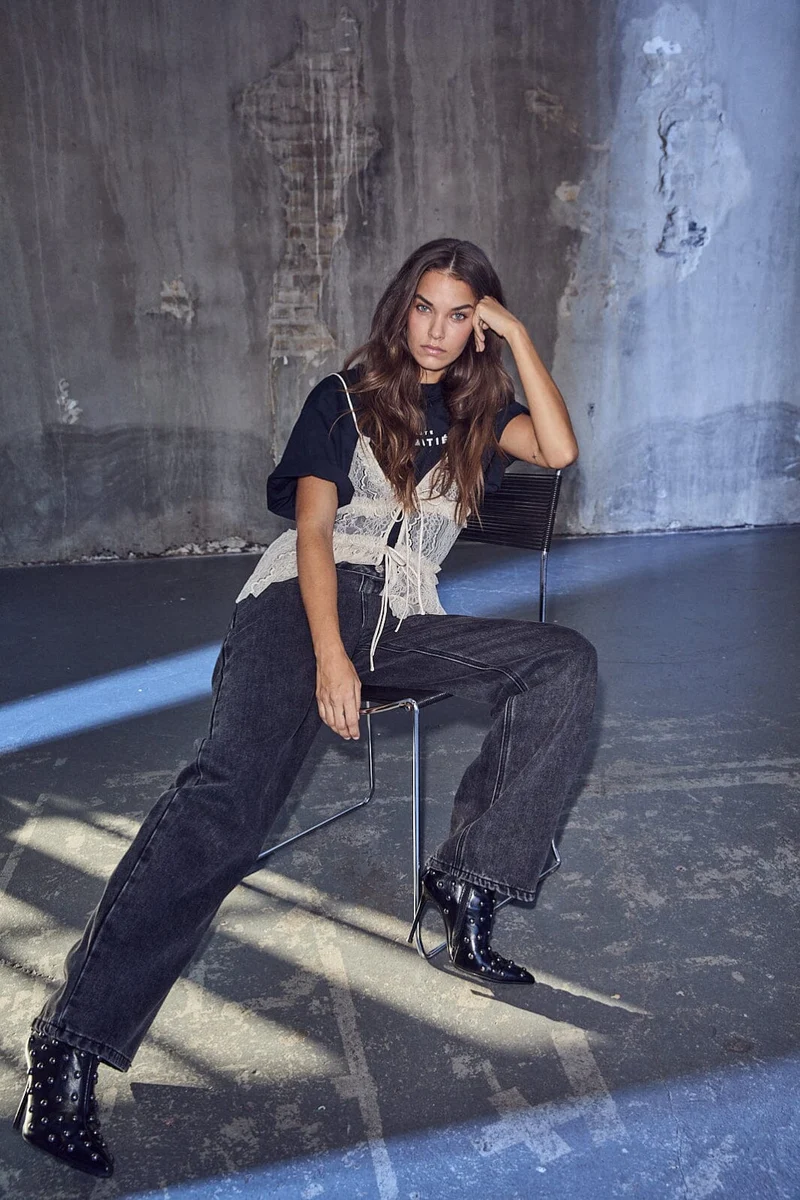 Haute L'Amitié - Barrel Flip Waist Jeans HL10500 - Black