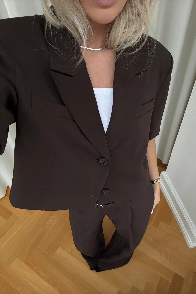 Noella - N-Leanne Crop Blazer 13860006 - 674 - Chocolate