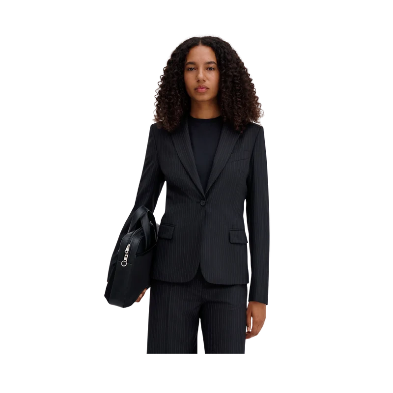 Sasha Pinstripe Blazer - Black
