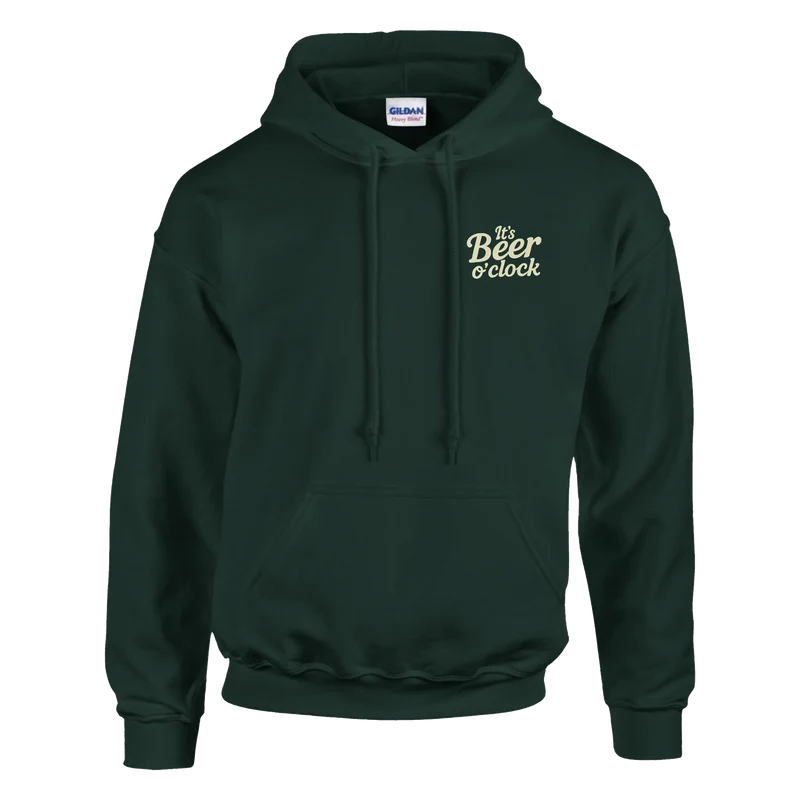 Hoodie - It's Beer o'Clock | Bröst & Ryggtryck