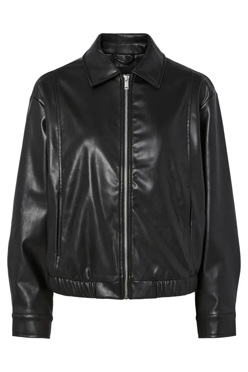 Pieces - Pcvera Bomber Jacket Wb Pu - 4899413 Black