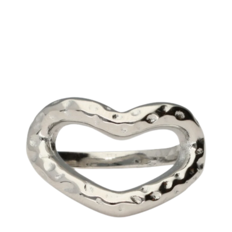 Ring Stmt Open Heart - Silver