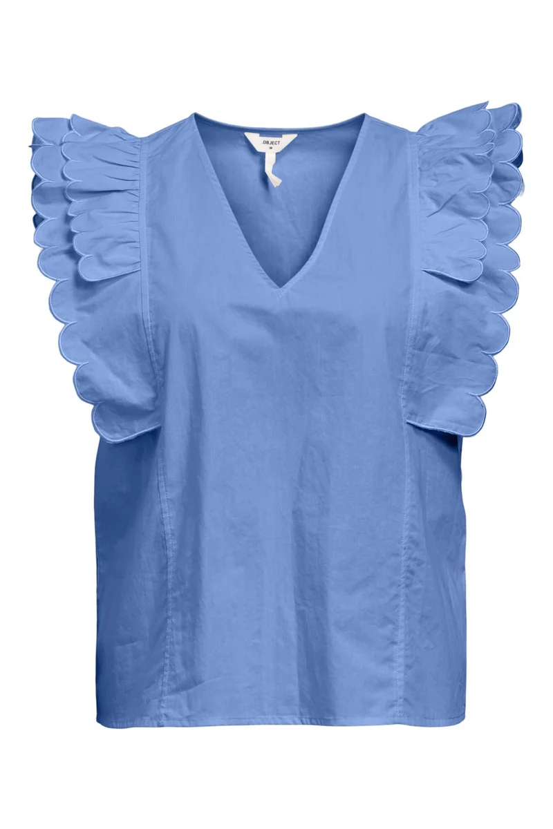 Object - Objhope Papaya Nour S/S Top - 4817331 Cornflower Blue