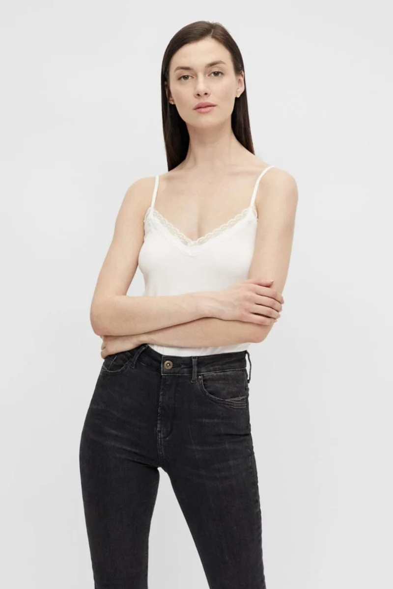 Pieces - Pckate Lace Singlet - 2890851 Cloud Dancer