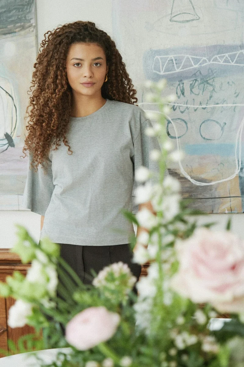 Neo Noir - Asha Boxy Tee 164418 - 133 - Grey Melange