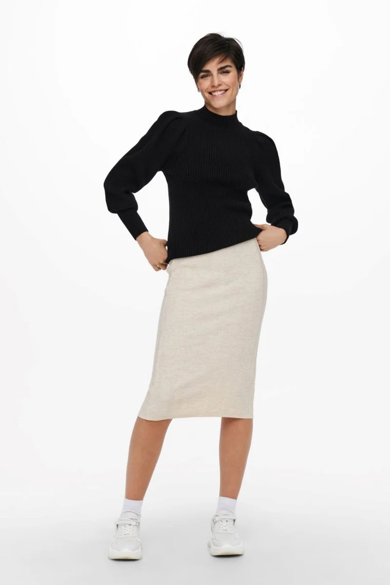 Only - Onlkatia L/S Highneck Pullover Knt - 3716990 Black