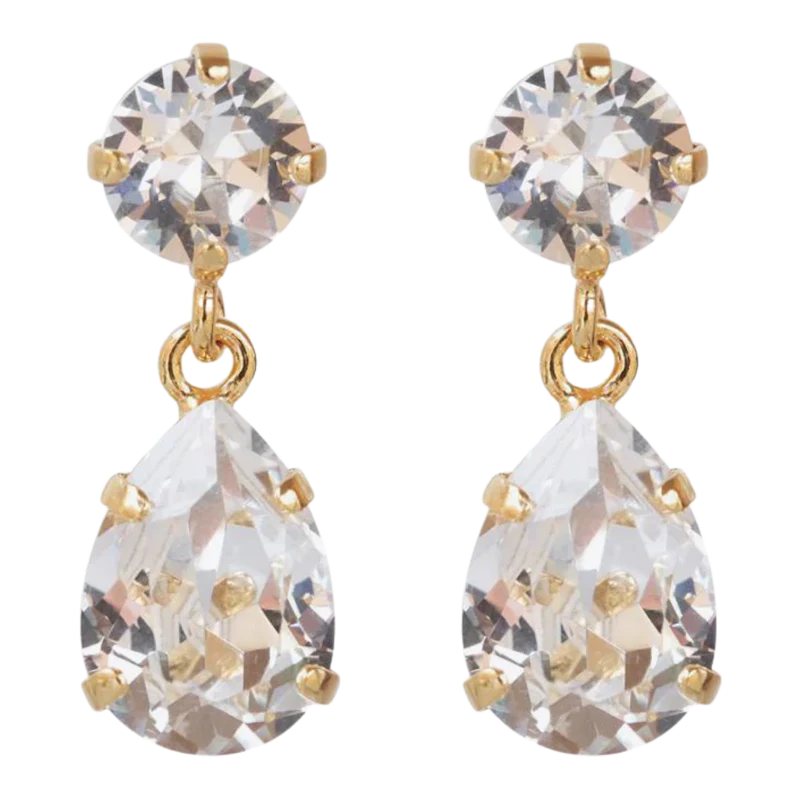 Mini Drop Earrings Gold - Crystal