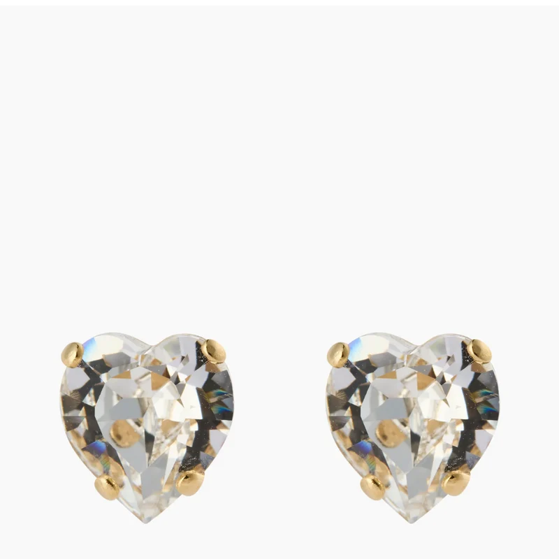 Heart Earrings Gold - Crystal