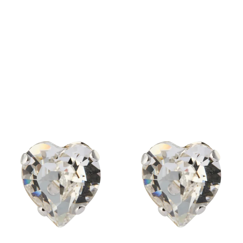 Heart Earrings Rhodium - Crystal