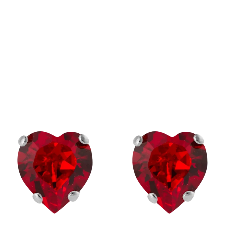 Heart Earrings Rhodium - Light Siam