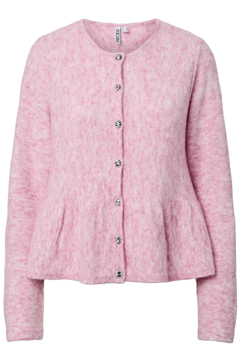 Pieces - Pcpinge Ls O-Neck Knit Cardigan - 5072103 Roseate Spoonbill