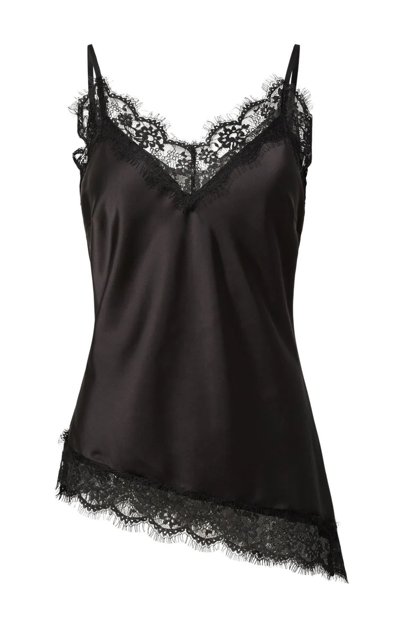 Pieces - Pcnomi Strap Satin Lace Top - 5072977 Black