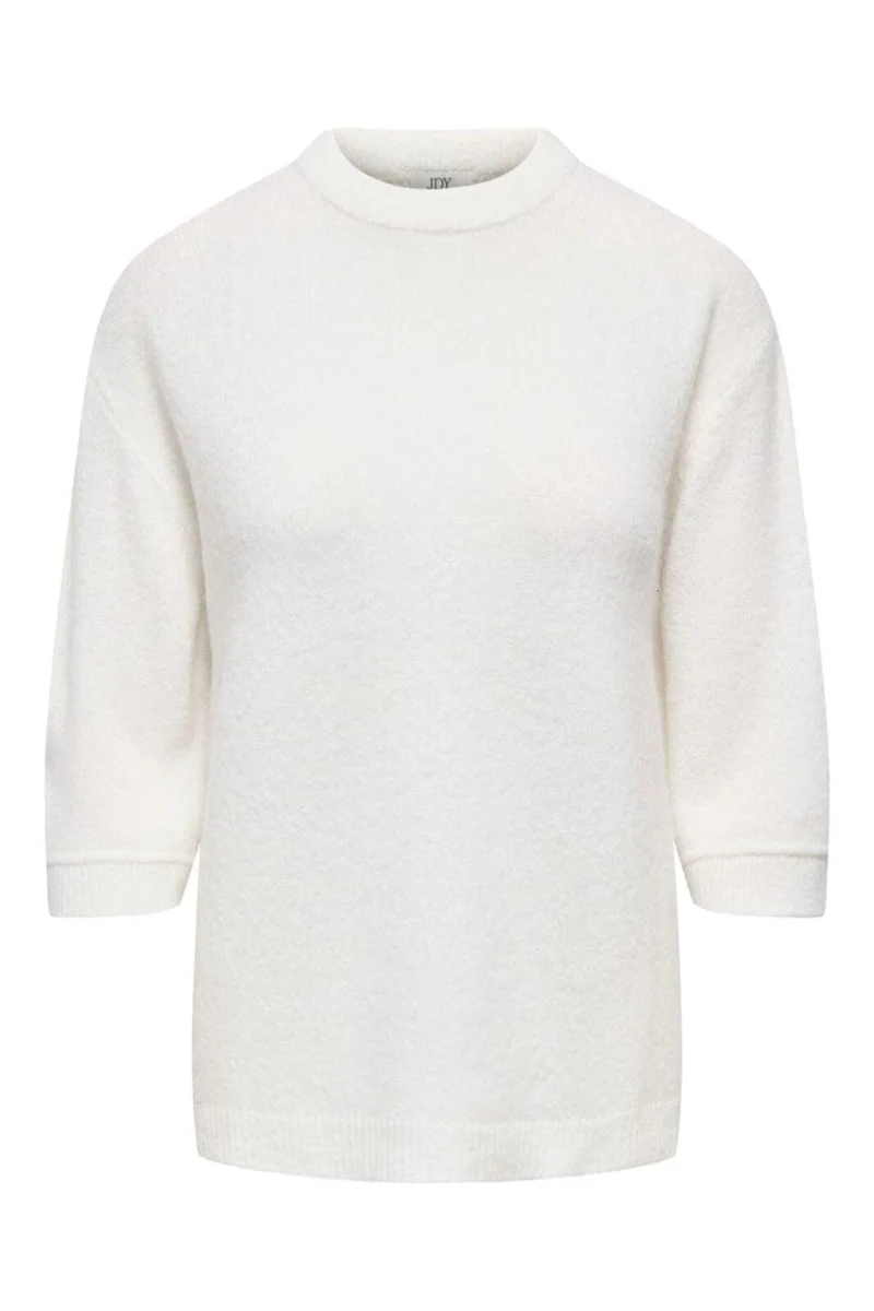 JDY - Jdysonja S/S O-Neck Pullover Knt - 4960456 Cloud Dancer Melange