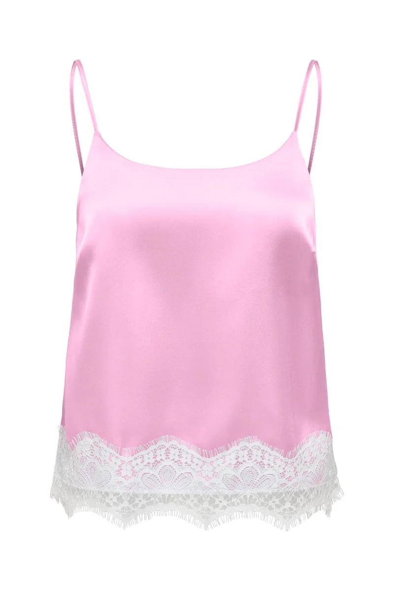 Only - Onlbella Satin Lace Detail Top - 5116487 Pirouette White Lace
