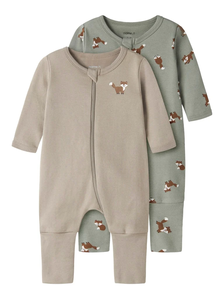 2-pack Pyjamas vikmudd fot/utan fot