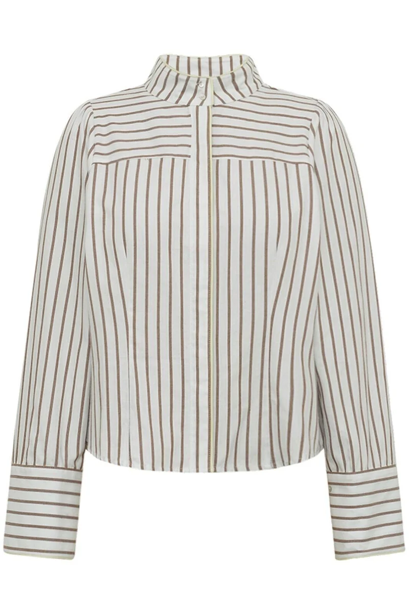 Gossia - Nicogo Shirt G2851 - Off-White/Brown Stripes